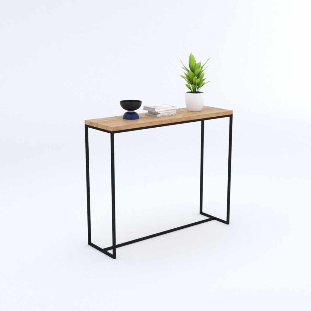Industrialna dębowa konsola do przedpokoju MODENA w stylu loft
