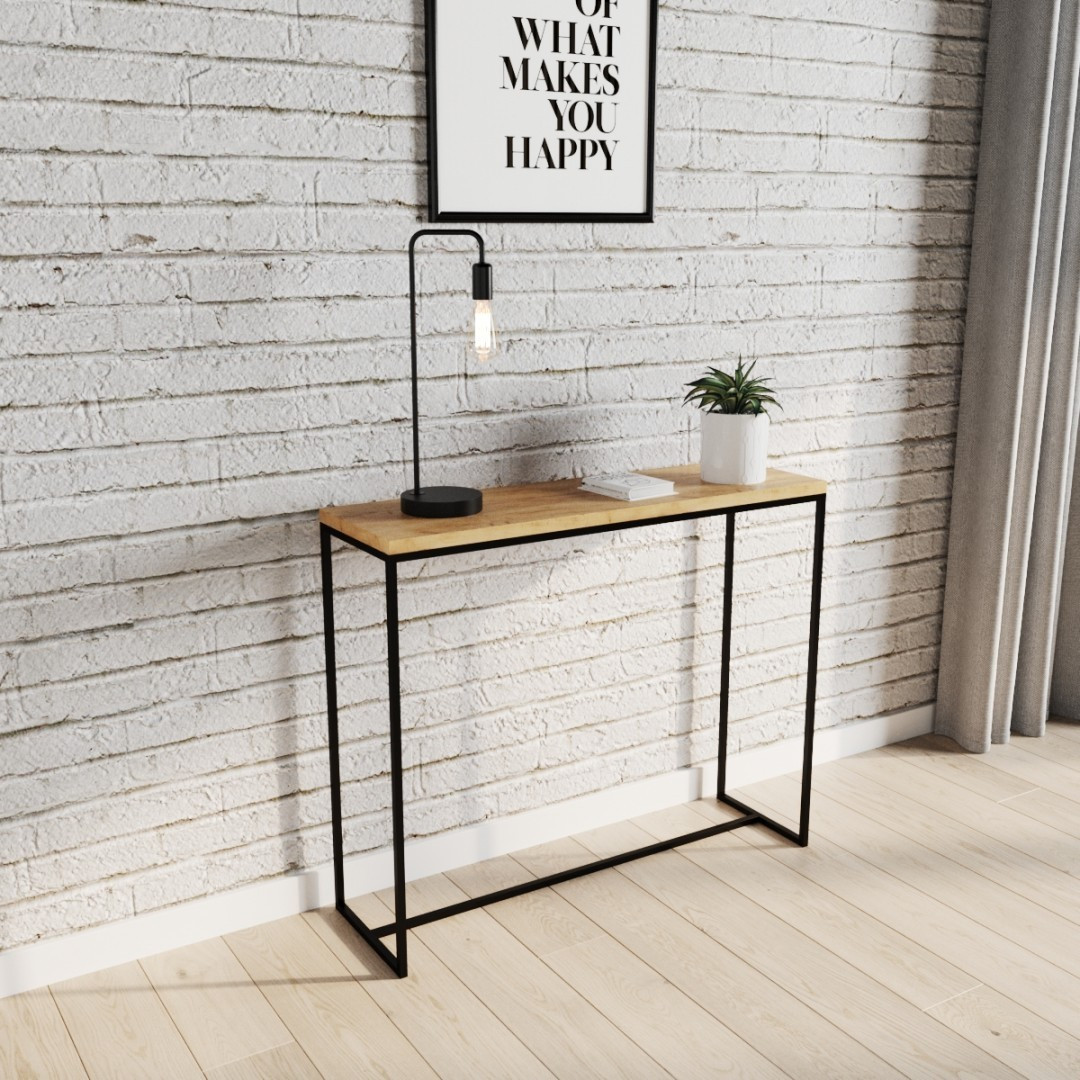 Industrialna dębowa konsola do przedpokoju MODENA w stylu loft