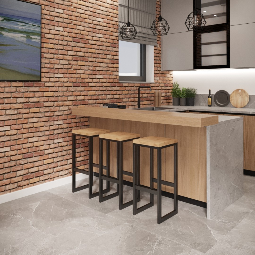 Drewniano stalowy hoker CORI w stylu loft