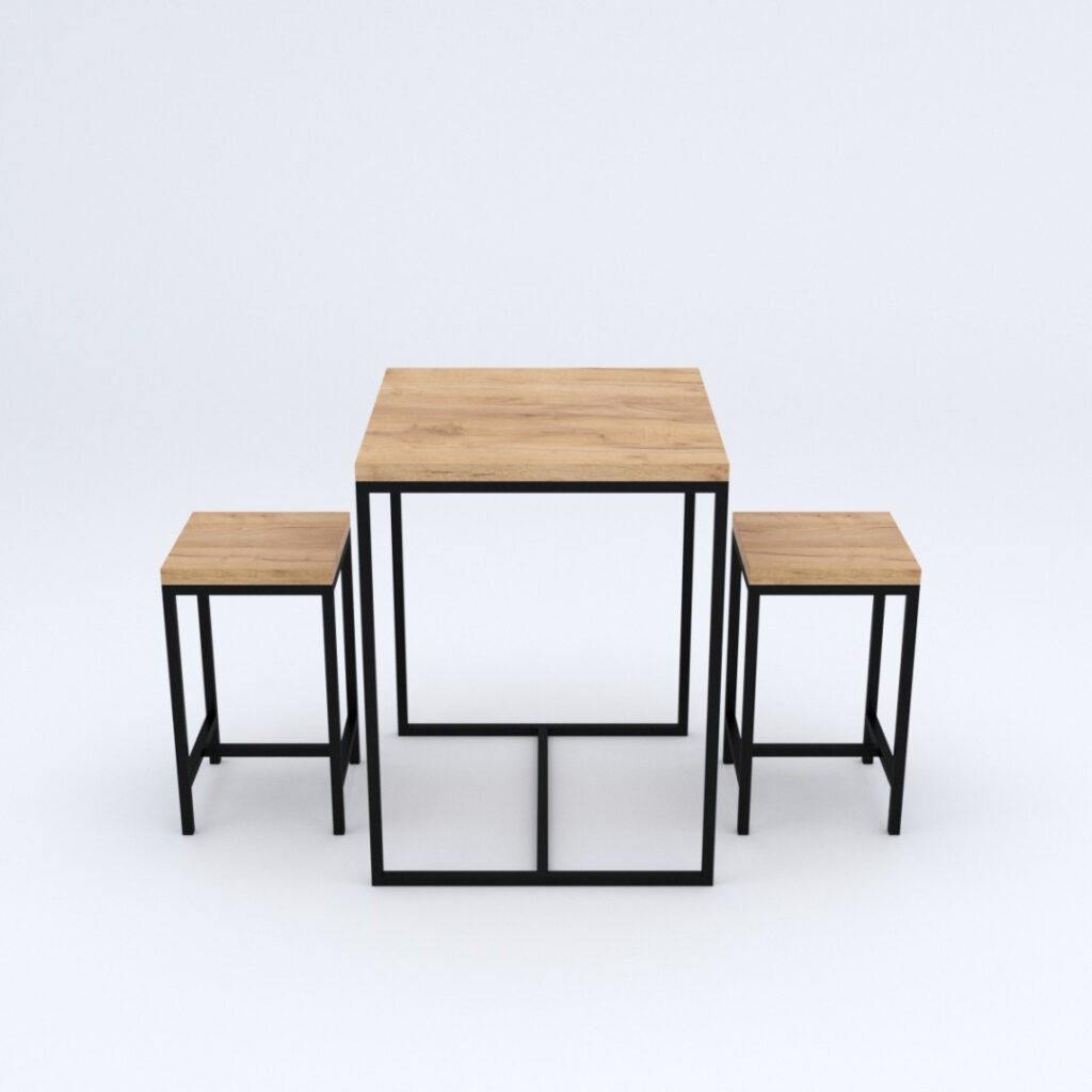 Barowy stół kuchenny i dwa taborety BARDOLINO 60x60x75