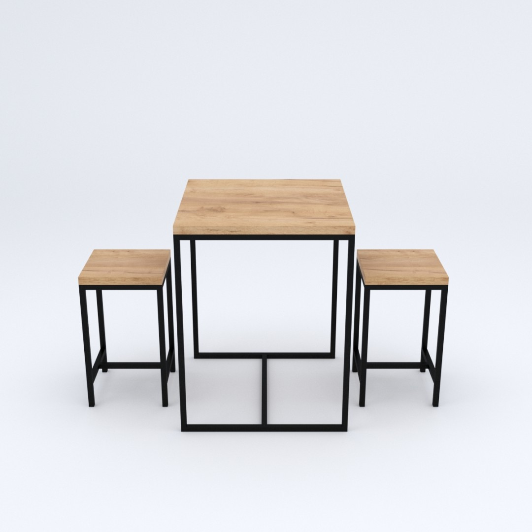 Barowy stół kuchenny i dwa taborety BARDOLINO 60x60x75